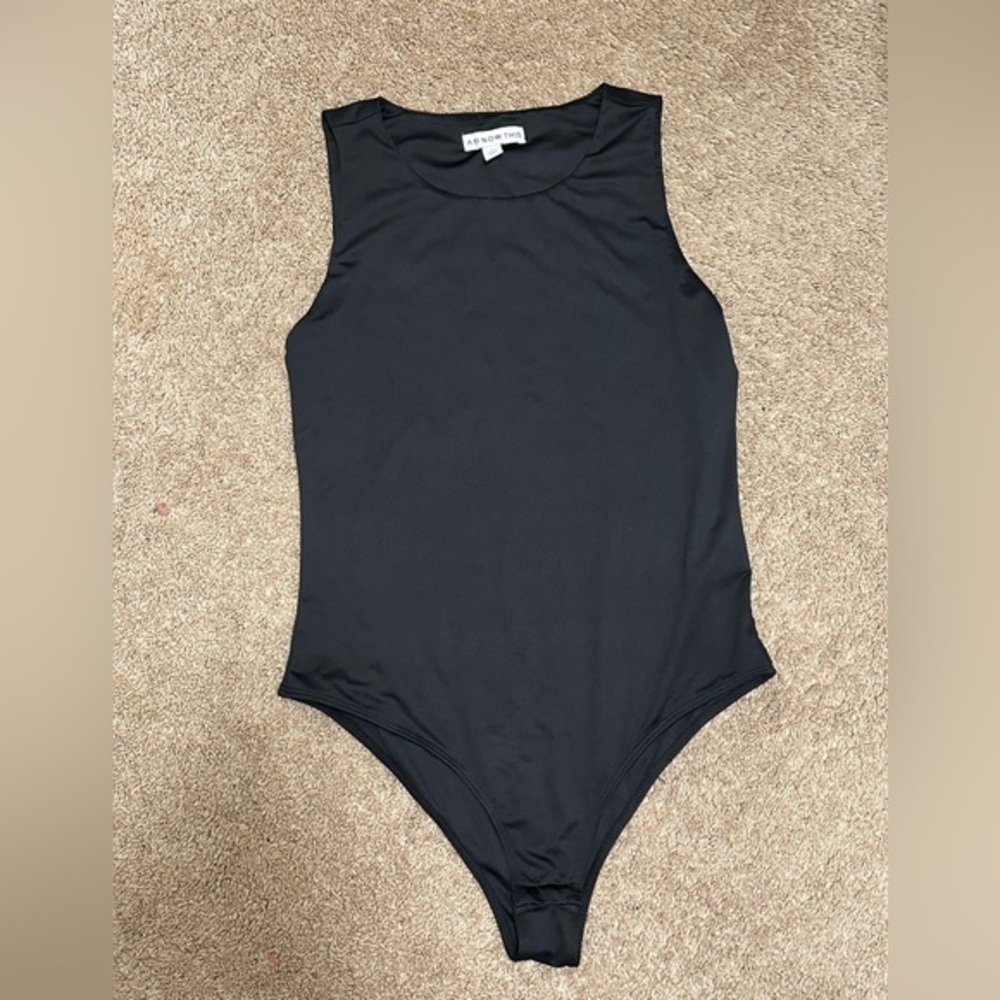 And Now This Black Sleeveless Bodysuit – Size 0X, Scoop Neck, Stretch
